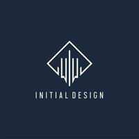 ww Initiale Logo mit Luxus Rechteck Stil Design vektor