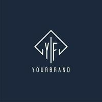 yf Initiale Logo mit Luxus Rechteck Stil Design vektor