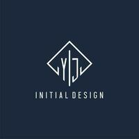 yj första logotyp med lyx rektangel stil design vektor