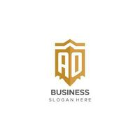 Monogramm ao Logo mit Schild geometrisch Form, elegant Luxus Initiale Logo Design vektor