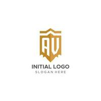 Monogramm ein V Logo mit Schild geometrisch Form, elegant Luxus Initiale Logo Design vektor