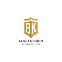 Monogramm bk Logo mit Schild geometrisch Form, elegant Luxus Initiale Logo Design vektor