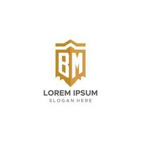 Monogramm bm Logo mit Schild geometrisch Form, elegant Luxus Initiale Logo Design vektor