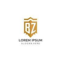 Monogramm bz Logo mit Schild geometrisch Form, elegant Luxus Initiale Logo Design vektor