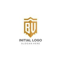 Monogramm bv Logo mit Schild geometrisch Form, elegant Luxus Initiale Logo Design vektor