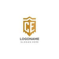 Monogramm ce Logo mit Schild geometrisch Form, elegant Luxus Initiale Logo Design vektor