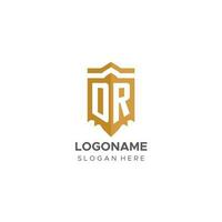 Monogramm DR Logo mit Schild geometrisch Form, elegant Luxus Initiale Logo Design vektor