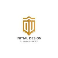 Monogramm du Logo mit Schild geometrisch Form, elegant Luxus Initiale Logo Design vektor