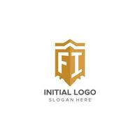 Monogramm fi Logo mit Schild geometrisch Form, elegant Luxus Initiale Logo Design vektor