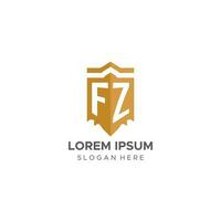 Monogramm fz Logo mit Schild geometrisch Form, elegant Luxus Initiale Logo Design vektor