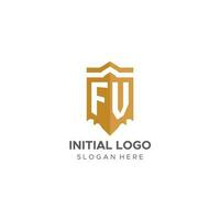 Monogramm fv Logo mit Schild geometrisch Form, elegant Luxus Initiale Logo Design vektor