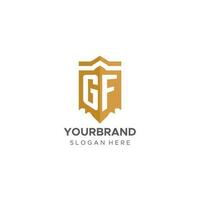 Monogramm Freundin Logo mit Schild geometrisch Form, elegant Luxus Initiale Logo Design vektor