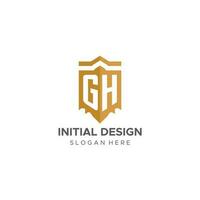 Monogramm gh Logo mit Schild geometrisch Form, elegant Luxus Initiale Logo Design vektor