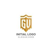 Monogramm gv Logo mit Schild geometrisch Form, elegant Luxus Initiale Logo Design vektor