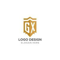 monogram gx logotyp med skydda geometrisk form, elegant lyx första logotyp design vektor