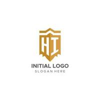 Monogramm Hallo Logo mit Schild geometrisch Form, elegant Luxus Initiale Logo Design vektor