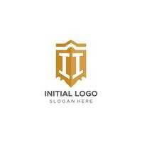 Monogramm ii Logo mit Schild geometrisch Form, elegant Luxus Initiale Logo Design vektor