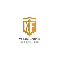 Monogramm kf Logo mit Schild geometrisch Form, elegant Luxus Initiale Logo Design vektor