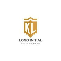 Monogramm kl Logo mit Schild geometrisch Form, elegant Luxus Initiale Logo Design vektor