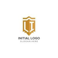 Monogramm li Logo mit Schild geometrisch Form, elegant Luxus Initiale Logo Design vektor