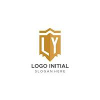 Monogramm ly Logo mit Schild geometrisch Form, elegant Luxus Initiale Logo Design vektor