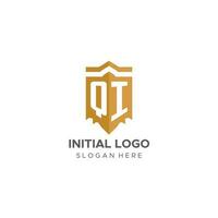 monogram qi logotyp med skydda geometrisk form, elegant lyx första logotyp design vektor