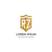 Monogramm rz Logo mit Schild geometrisch Form, elegant Luxus Initiale Logo Design vektor