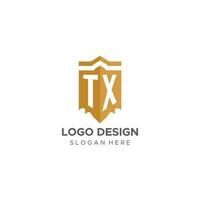 Monogramm tx Logo mit Schild geometrisch Form, elegant Luxus Initiale Logo Design vektor