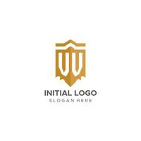 monogram vv logotyp med skydda geometrisk form, elegant lyx första logotyp design vektor