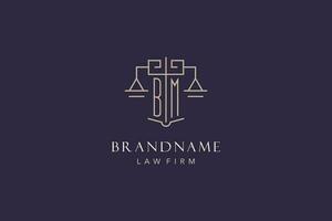 Initiale Brief bm Logo mit Rahmen von Gerechtigkeit Logo Design, Luxus legal Logo geometrisch Stil vektor
