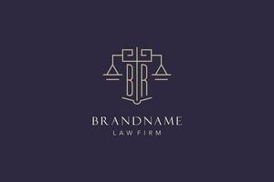 Initiale Brief br Logo mit Rahmen von Gerechtigkeit Logo Design, Luxus legal Logo geometrisch Stil vektor