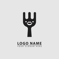 minimal kvinna läpp gaffel logotyp ikon vektor