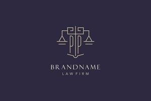 Initiale Brief pp Logo mit Rahmen von Gerechtigkeit Logo Design, Luxus legal Logo geometrisch Stil vektor