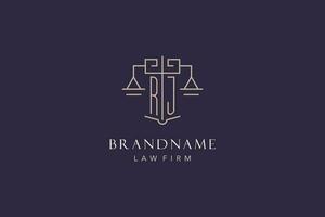 Initiale Brief rj Logo mit Rahmen von Gerechtigkeit Logo Design, Luxus legal Logo geometrisch Stil vektor