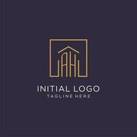 Ah Initiale Platz Logo Design, modern und Luxus echt Nachlass Logo Stil vektor