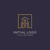 bh Initiale Platz Logo Design, modern und Luxus echt Nachlass Logo Stil vektor