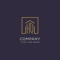 hq Initiale Platz Logo Design, modern und Luxus echt Nachlass Logo Stil vektor