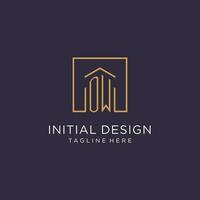 ow Initiale Platz Logo Design, modern und Luxus echt Nachlass Logo Stil vektor