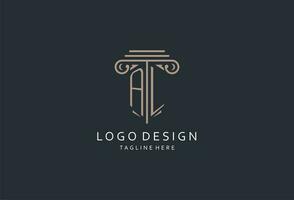 al Monogramm Logo mit Säule gestalten Symbol, Luxus und elegant Design Logo zum Gesetz Feste Initiale Stil Logo vektor
