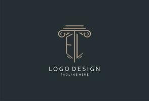 el Monogramm Logo mit Säule gestalten Symbol, Luxus und elegant Design Logo zum Gesetz Feste Initiale Stil Logo vektor