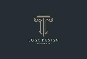 il monogram logotyp med pelare form ikon, lyx och elegant design logotyp för lag fast första stil logotyp vektor