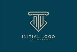 nu Initiale mit Säule Symbol Design, sauber und modern Rechtsanwalt, legal Feste Logo vektor