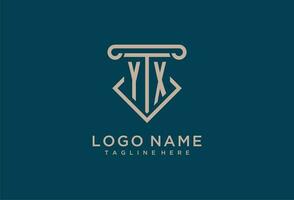 yx Initiale mit Säule Symbol Design, sauber und modern Rechtsanwalt, legal Feste Logo vektor