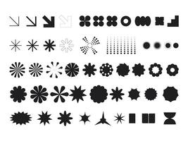 retro trogen element för design. stor samling av abstrakt grafisk geometrisk symboler och objekt i y2k stil. mallar för anteckningar, affischer, banderoller, klistermärken, företag kort, logotyp. vektor