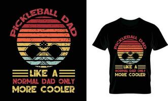 Pickleball Papa mögen ein normal Papa nur Mehr Kühler, Pickleball T-Shirt Design vektor