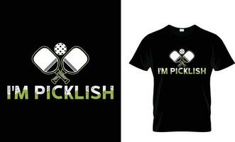 jag är picklish rolig pickleball t-shirt, spel t-shirt, pickleball älskare t-shirt, typografi t-shirt design vektor