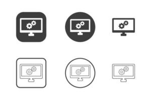 dator miljö ikon design 6 variationer. isolerat på vit bakgrund. vektor