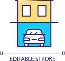 Garage unterhalb Haus rgb Farbe Symbol. sicher Fahrzeug Lagerung. Keller Garage. Sicherheit Vorsicht. isoliert Vektor Illustration. einfach gefüllt Linie Zeichnung. editierbar Schlaganfall