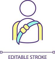 befestigen Sitz Gürtel rgb Farbe Symbol. Sicherheit Geschirr. Fahren Sicherheit. Verletzung Verhütung. Fahrzeug Gerät. isoliert Vektor Illustration. einfach gefüllt Linie Zeichnung. editierbar Schlaganfall