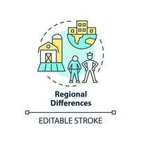 regional Unterschiede Konzept Symbol. Entwicklung Land. Einkommen und Kosten. Kosten von Leben. Einkommen Ungleichheit abstrakt Idee dünn Linie Illustration. isoliert Gliederung Zeichnung. editierbar Schlaganfall vektor